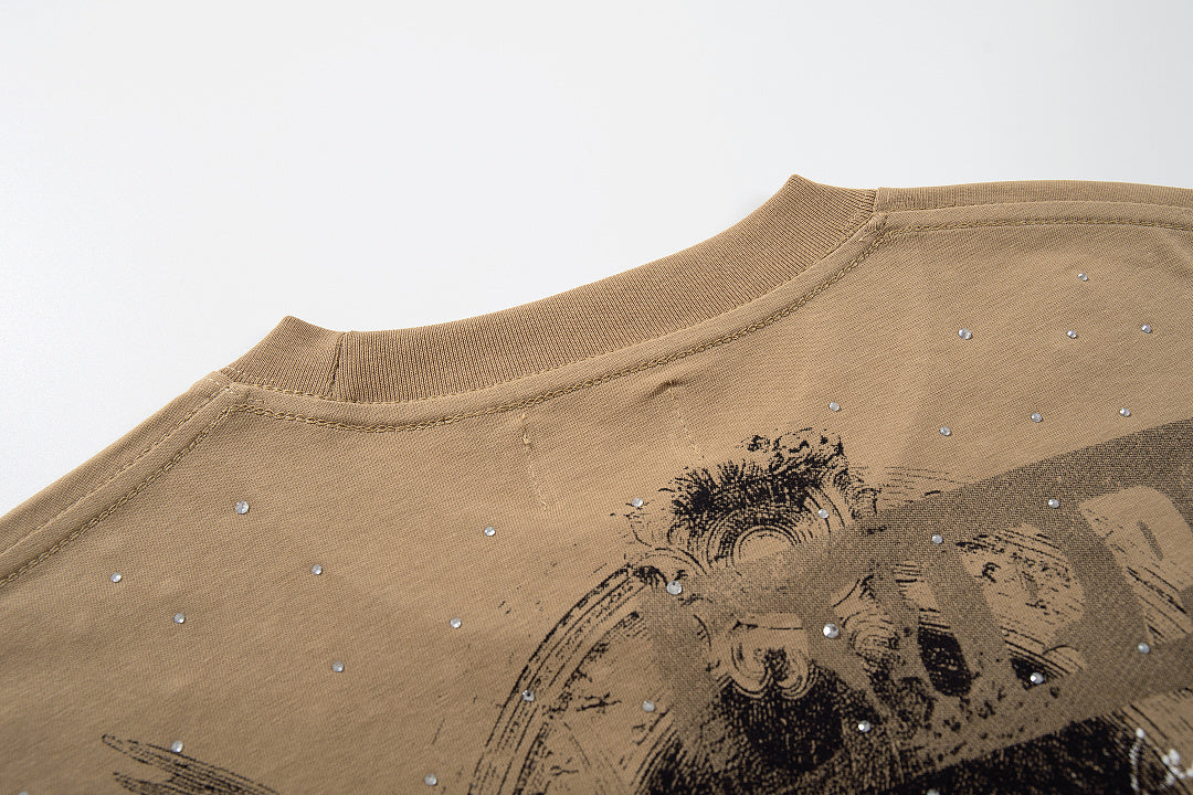 Supply Chapter Rhinestone Graphic Oversized Street Tee