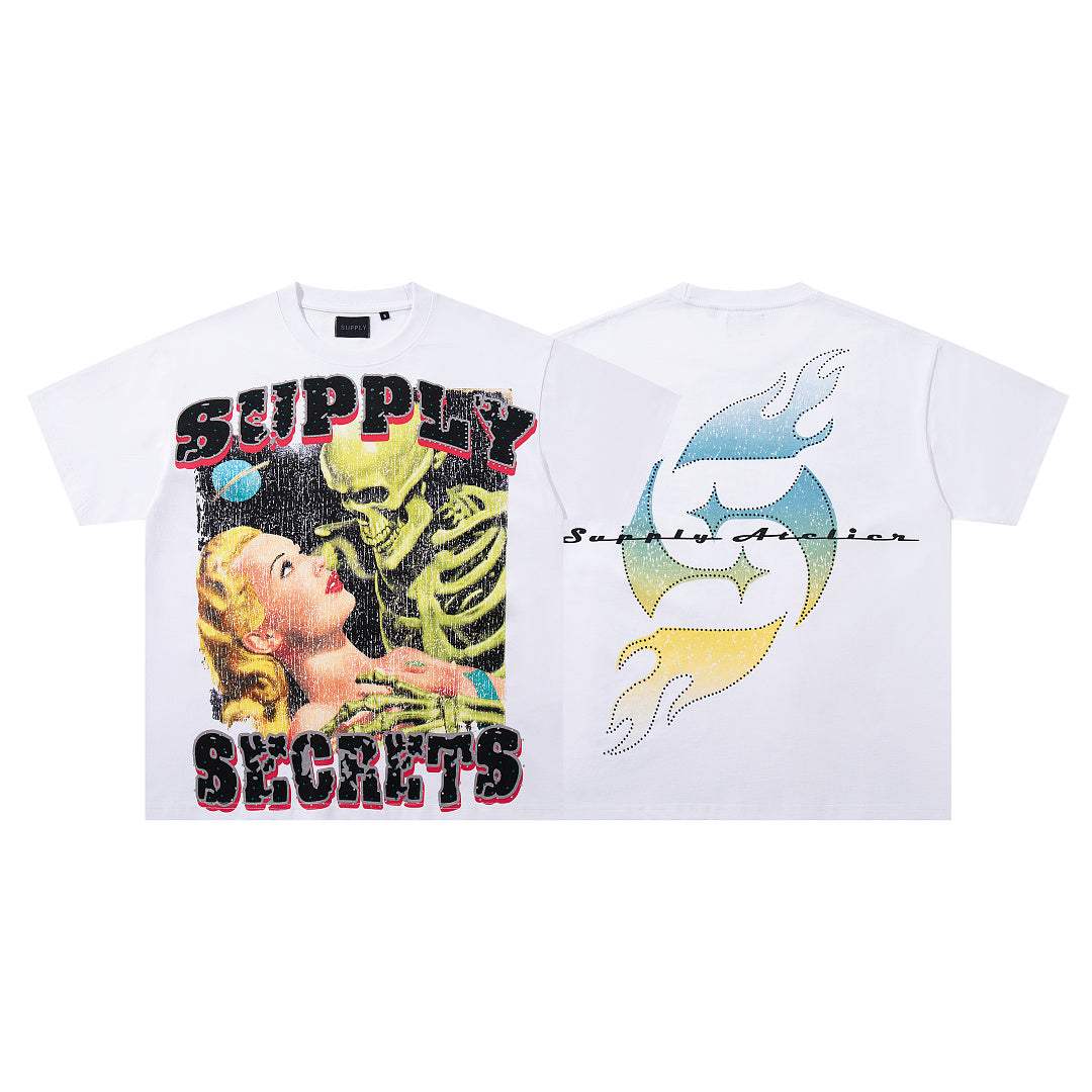 Supply Street Ritual Rhinestone Graphic Oversized Tee