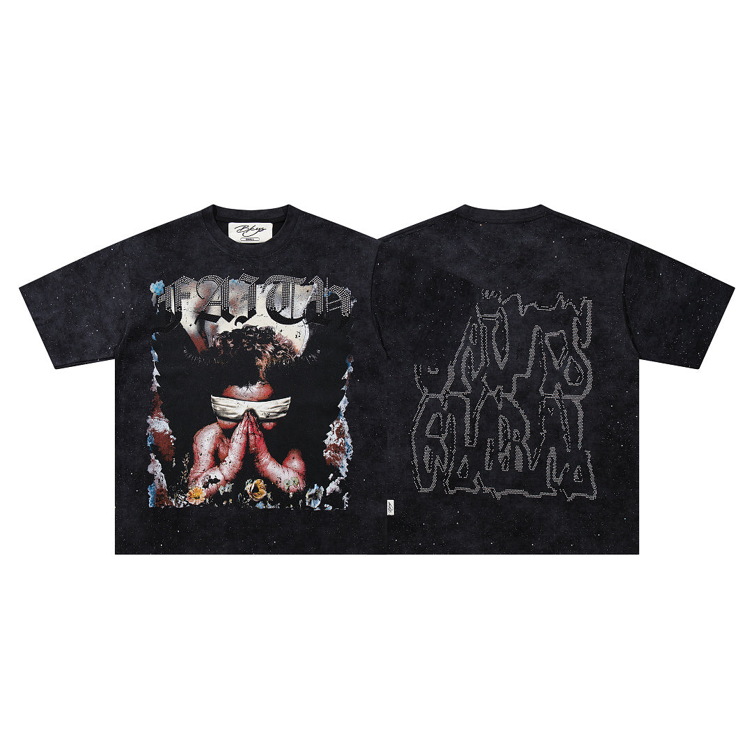 BKYS Faded City Portrait Crystal Graphic Relaxed Fit Tee