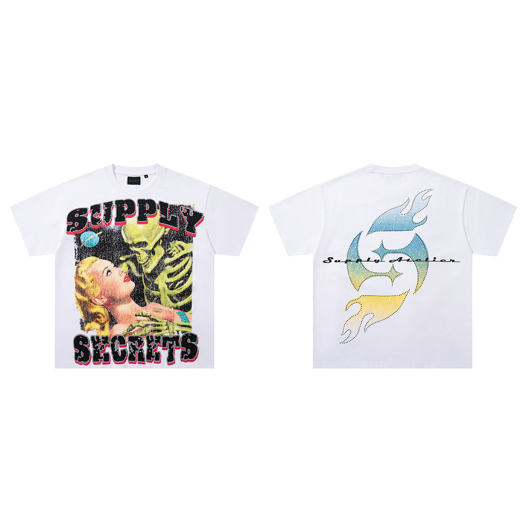 Supply Street Ritual Rhinestone Graphic Oversized Tee
