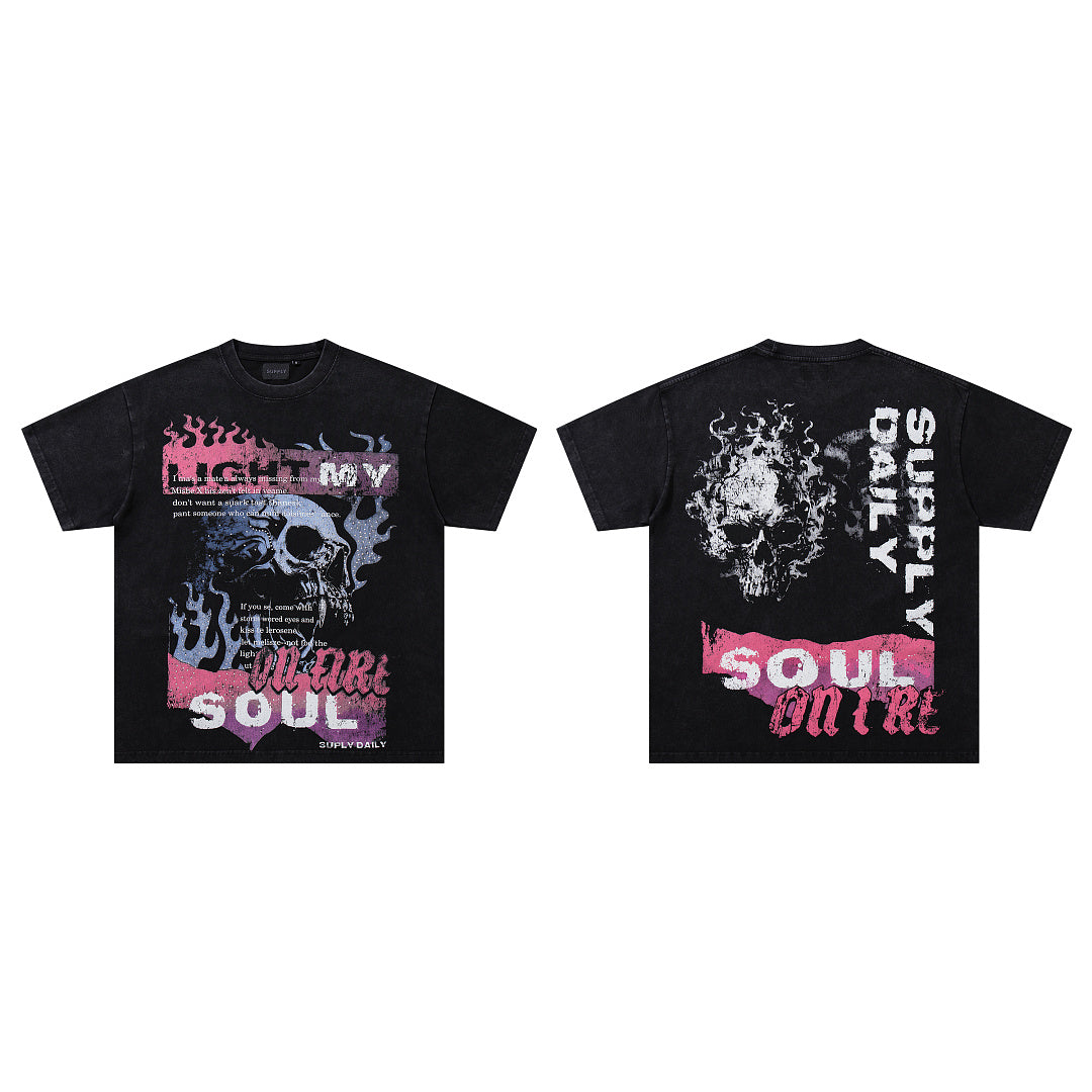 Supply District Rhinestone Graphic Oversized Streetwear Tee