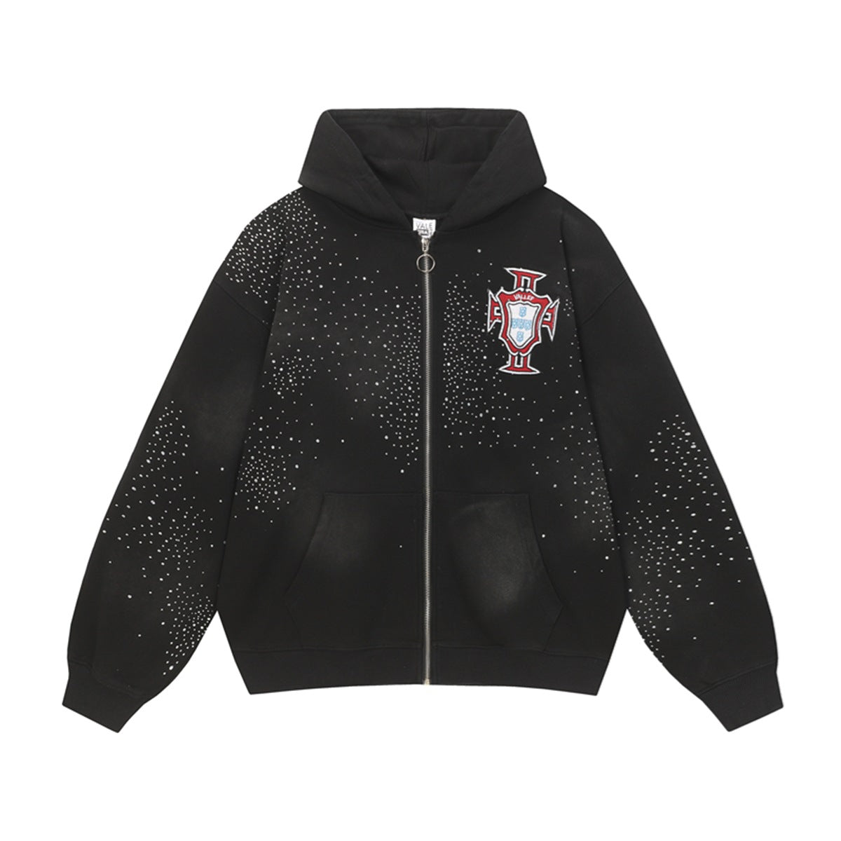 Vale Forever Crystal Star Zip-Up Hoodie Black