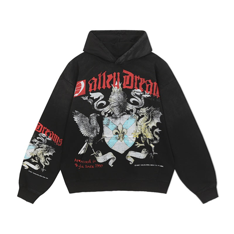 Vale Forever Fallen Dream Graphic Hoodie Black Vintage Streetwear Pullover