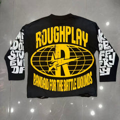 Roughplay Zombie Alley Dark Urban Graffiti Long‑Sleeve Distressed Tee