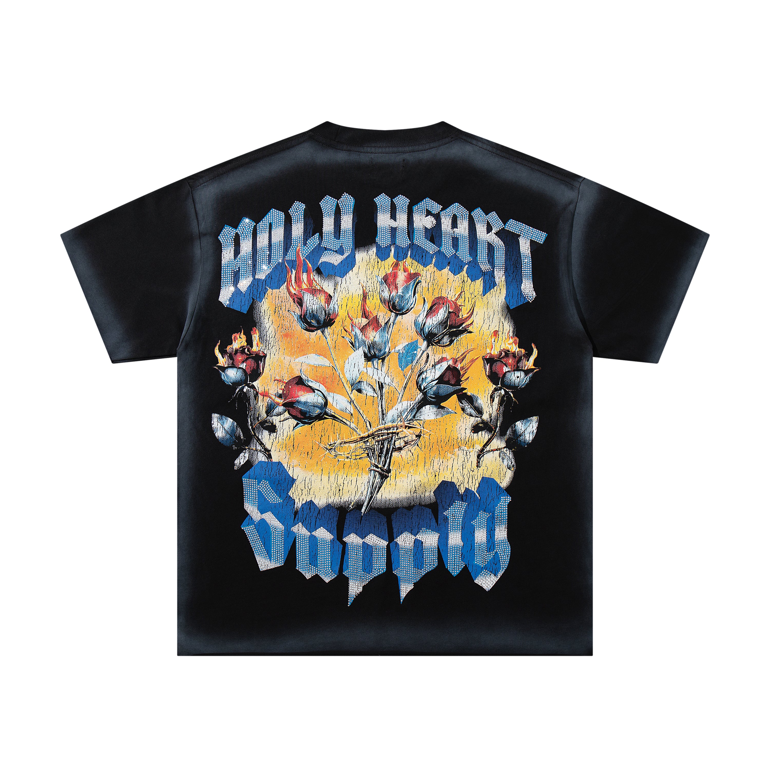 SUPPLY Holy Heart Black Washed Oversized Graphic T‑Shirt