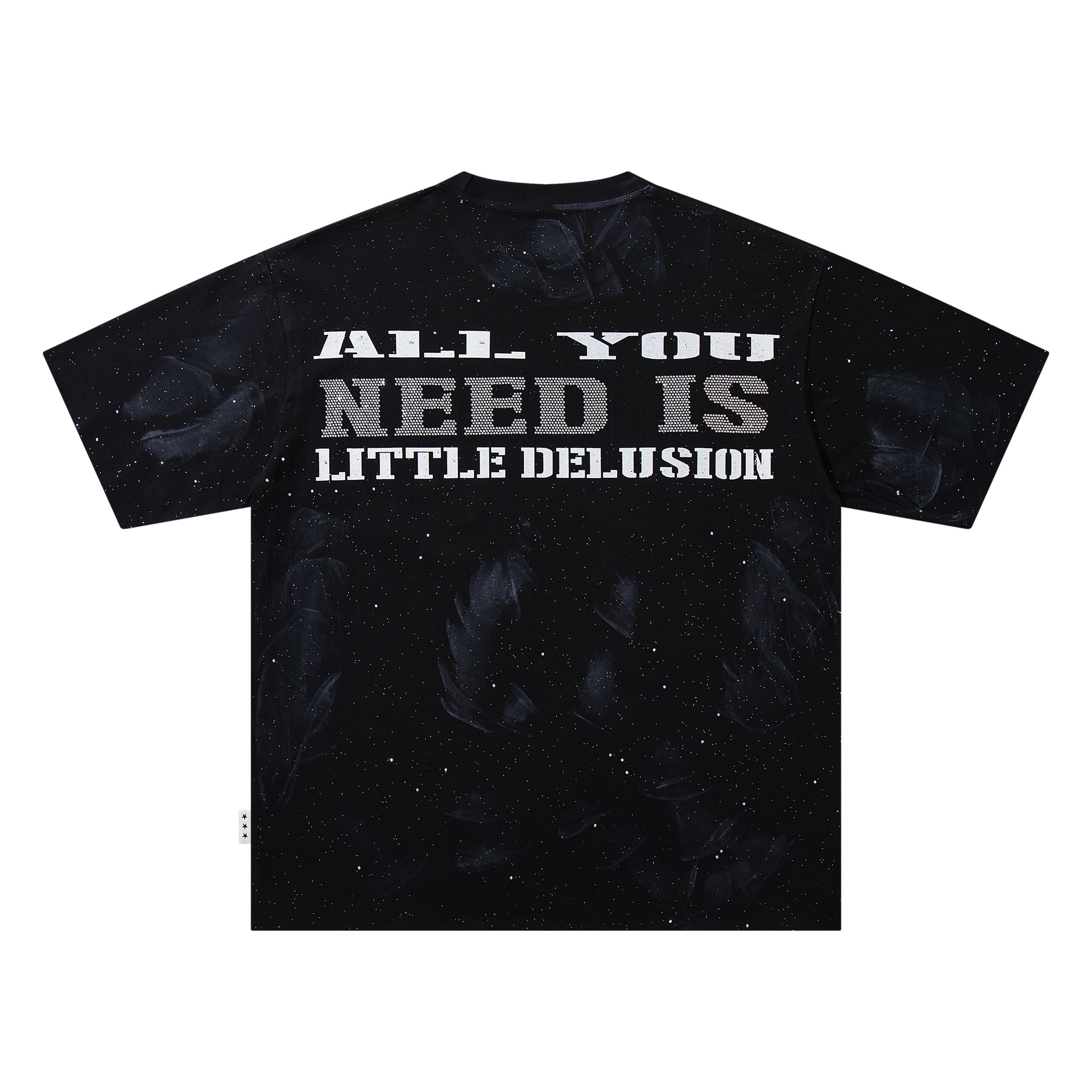 BKYS Moon Lady Classic Car Rhinestone Black Oversized Graphic T-Shirt