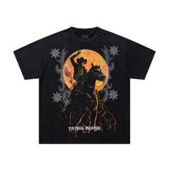 SUPPLY Ply Hills Western Cowboy Black Washed Oversized Graphic T‑Shirt