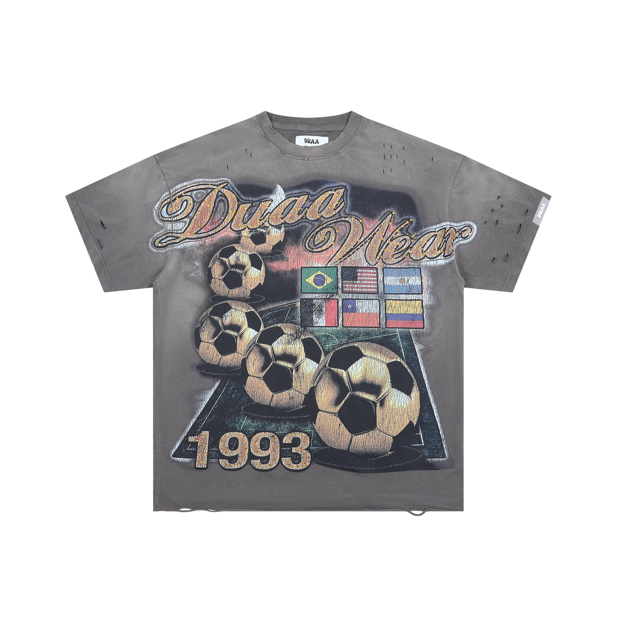 DUAA 1993 Global Soccer Distressed Vintage Graphic Tee