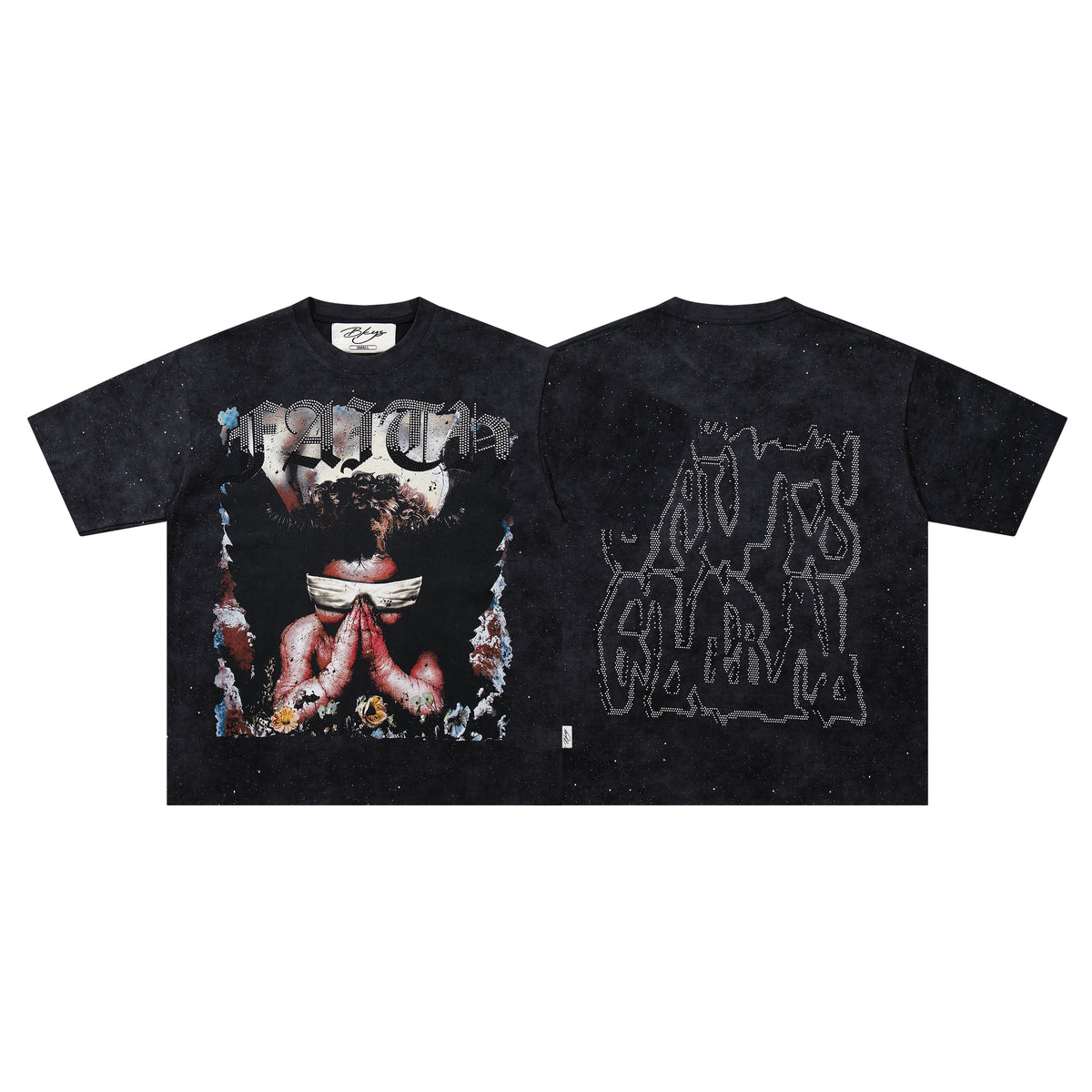 BKYS Praying Baby Black Oversized Graphic T-Shirt