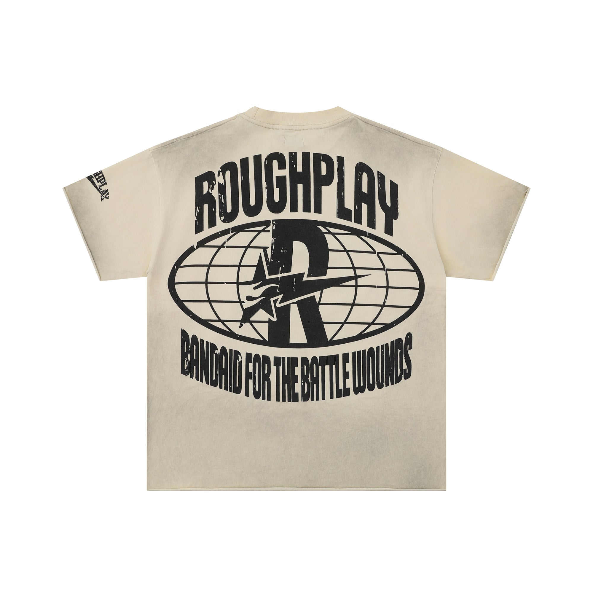 Roughplay Stay Young Wild Fractured Skull‑Face Circular Distressed Tee