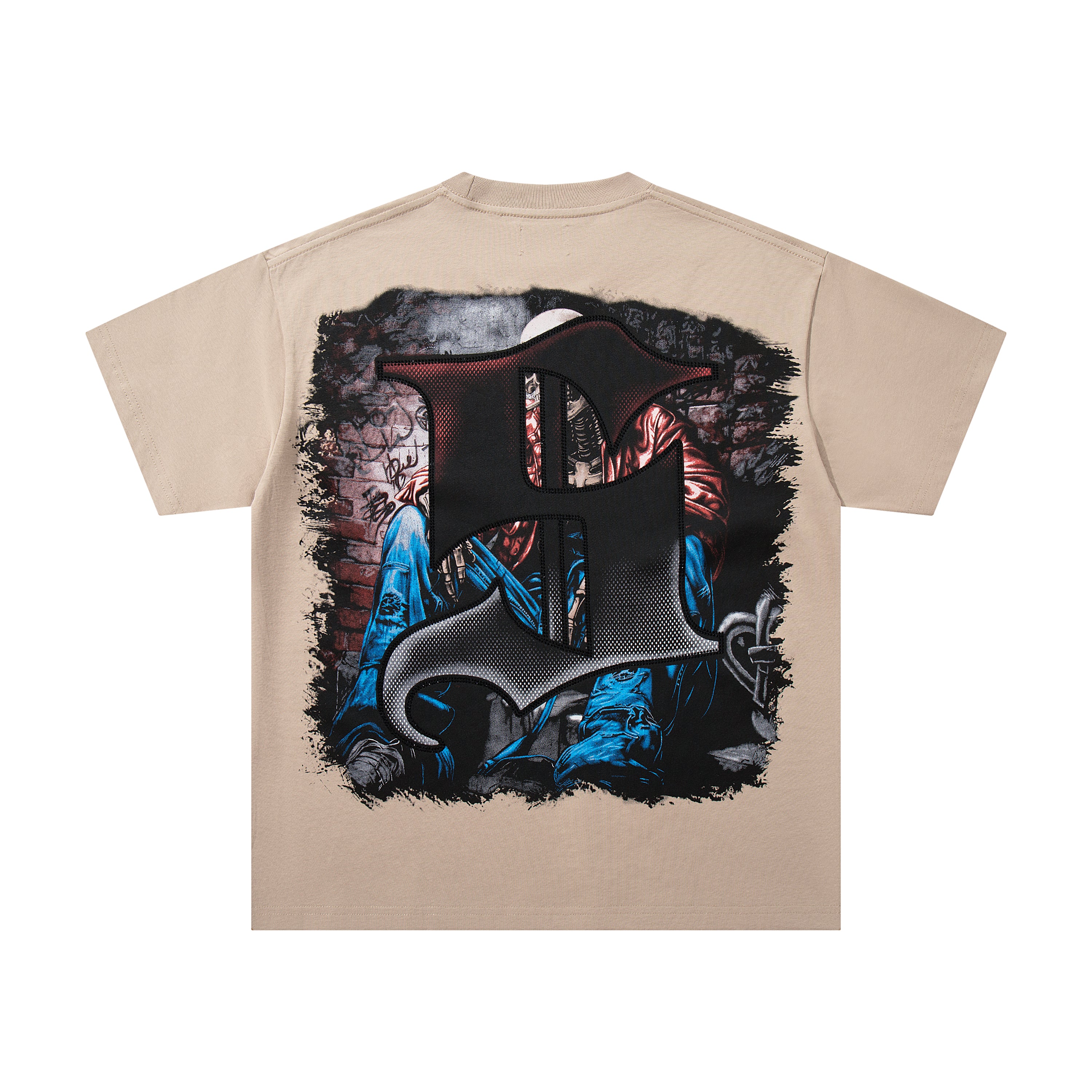 SUPPLY Dark Warrior Graphic Oversized Beige T-Shirt
