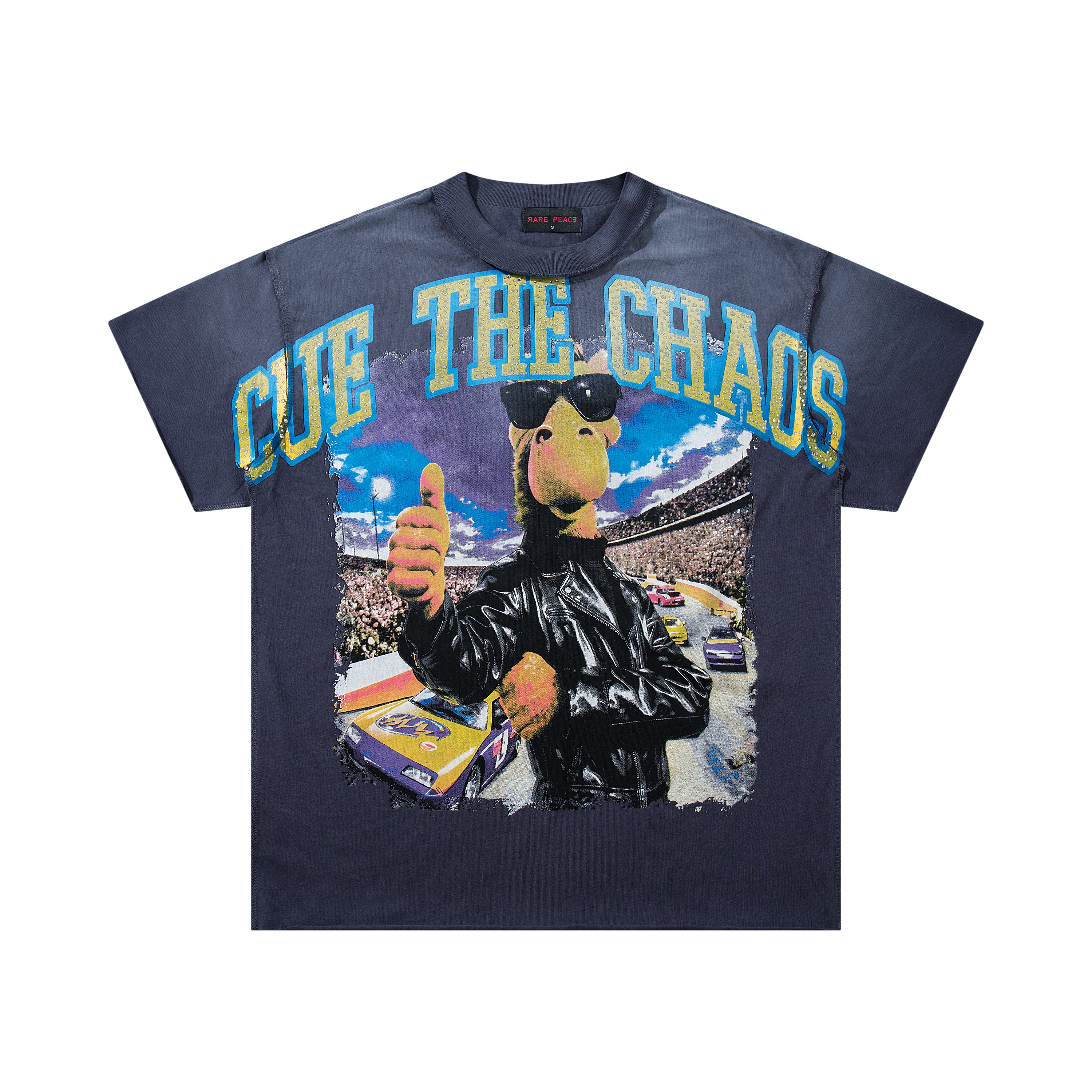 Rare Peace Cue The Chaos Retro Character Graphic Streetwear Short Sleeve Tee