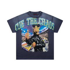 Rare Peace Cue The Chaos Retro Character Graphic Streetwear Short Sleeve Tee