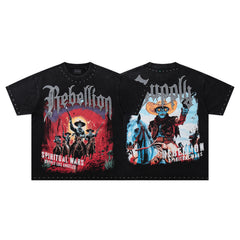 SUPPLY Rebellion Western Cowboy Black Washed Oversized Graphic T‑Shirt