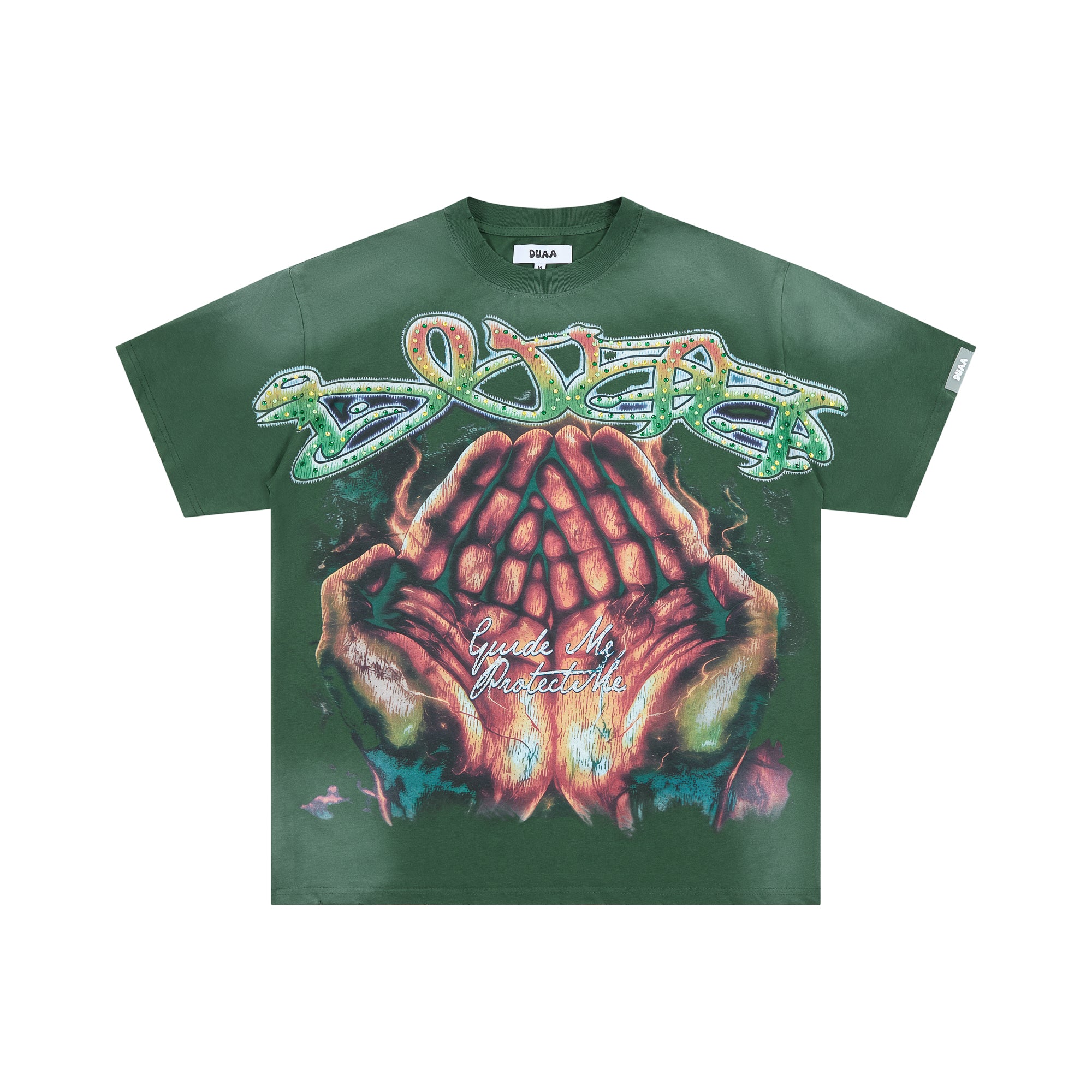 DUAA Praying Hands Spiritual Retro Graffiti Graphic Tee