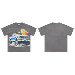 DUAA Retro Pickup Truck Wealth Theme Street Graphic Tee