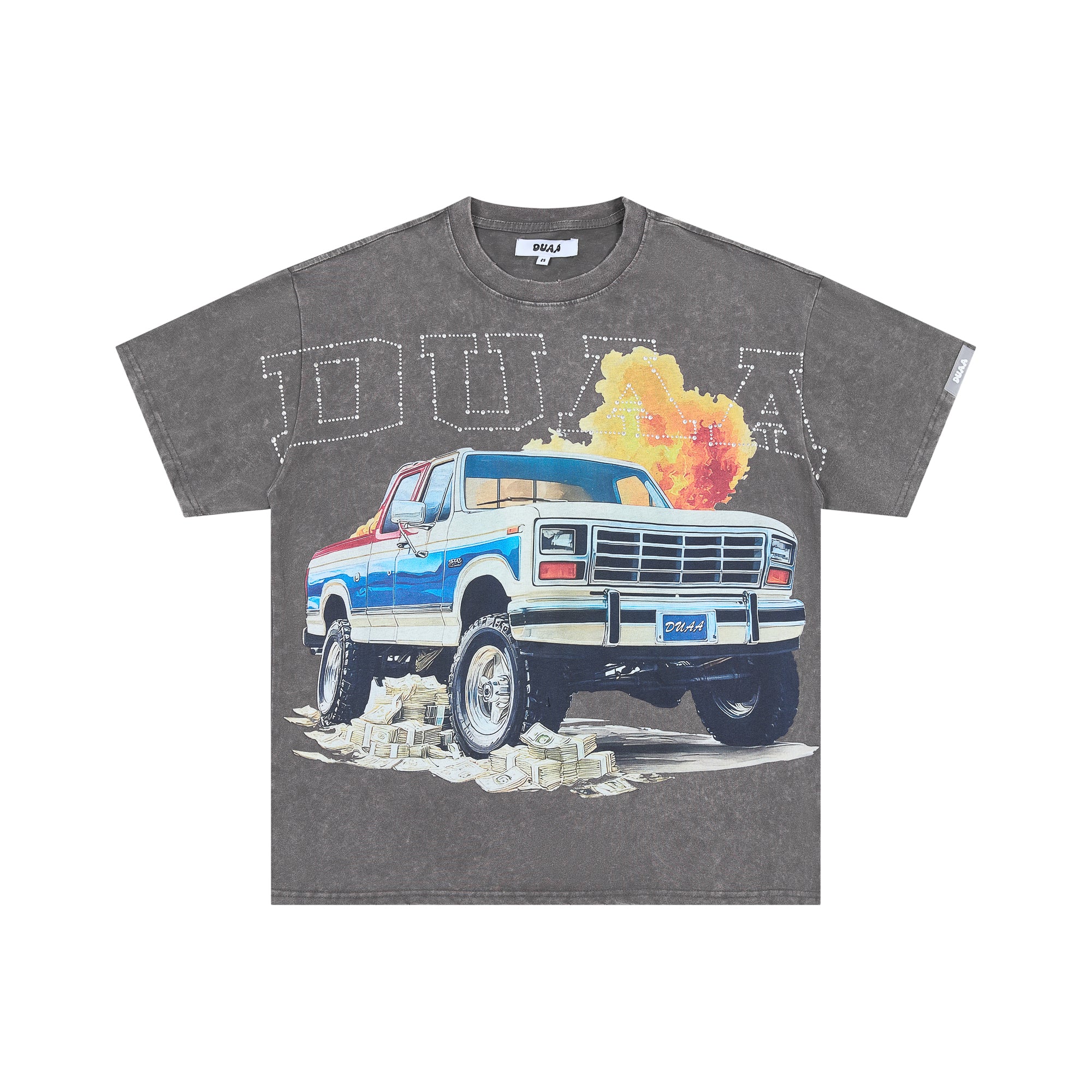 DUAA Retro Pickup Truck Wealth Theme Street Graphic Tee