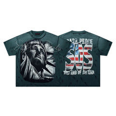 Rare Peace SOS Statue Of Liberty Graphic Streetwear Tee
